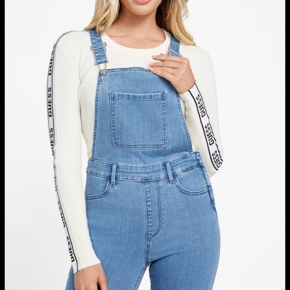 GUESS Women's Light Blue Denim Overalls - Picture 1 of 9